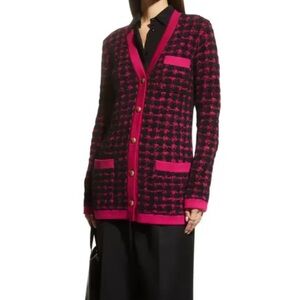 Saint Laurent Check-Pattern Textured Long Cardigan